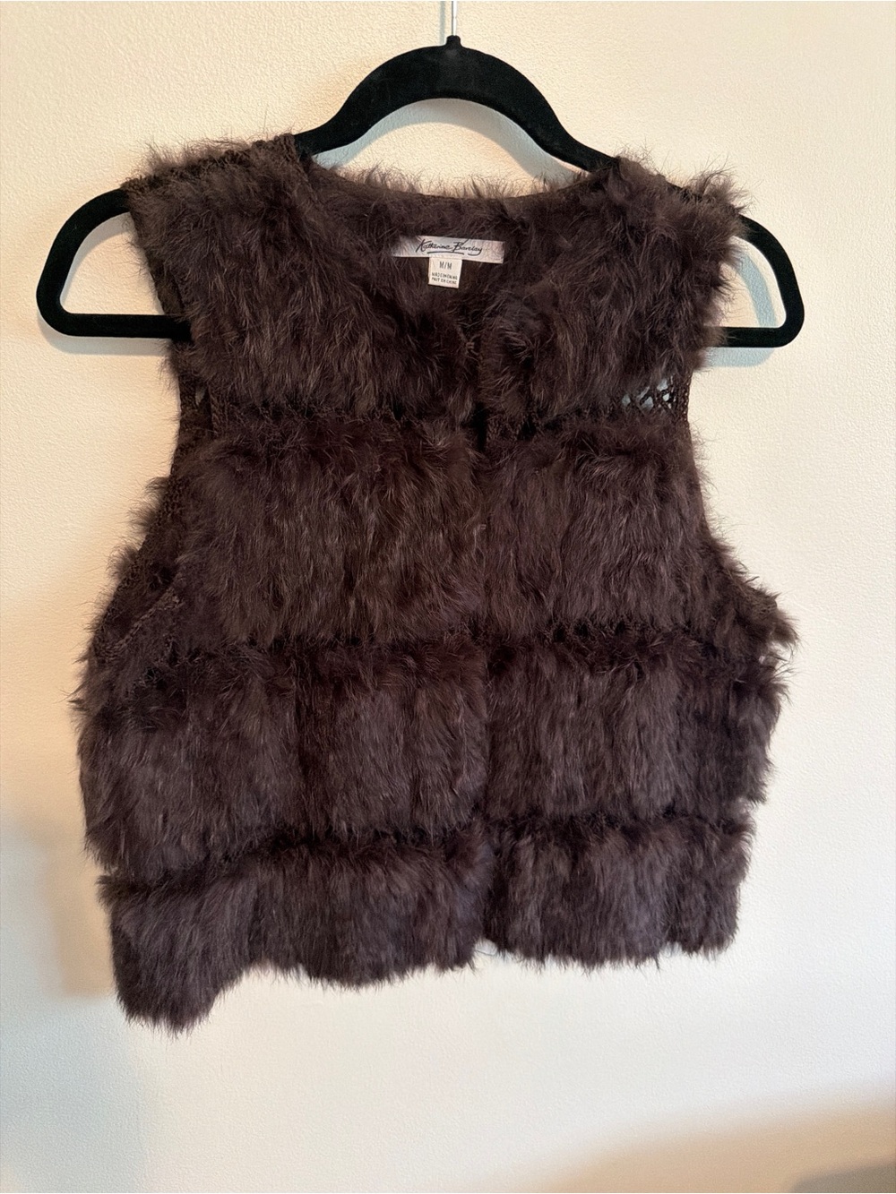 Katherine Barclay Genuine Rabbit Fur & Crochet Knit Vest
